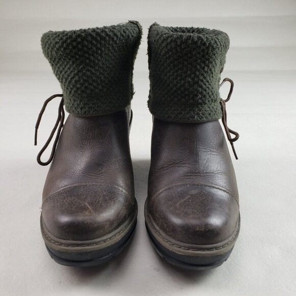 Timberland Kellis Mid Wedge Boot Womens 7.5 Brown Leather Lace Up Fold Down - Picture 6 of 12